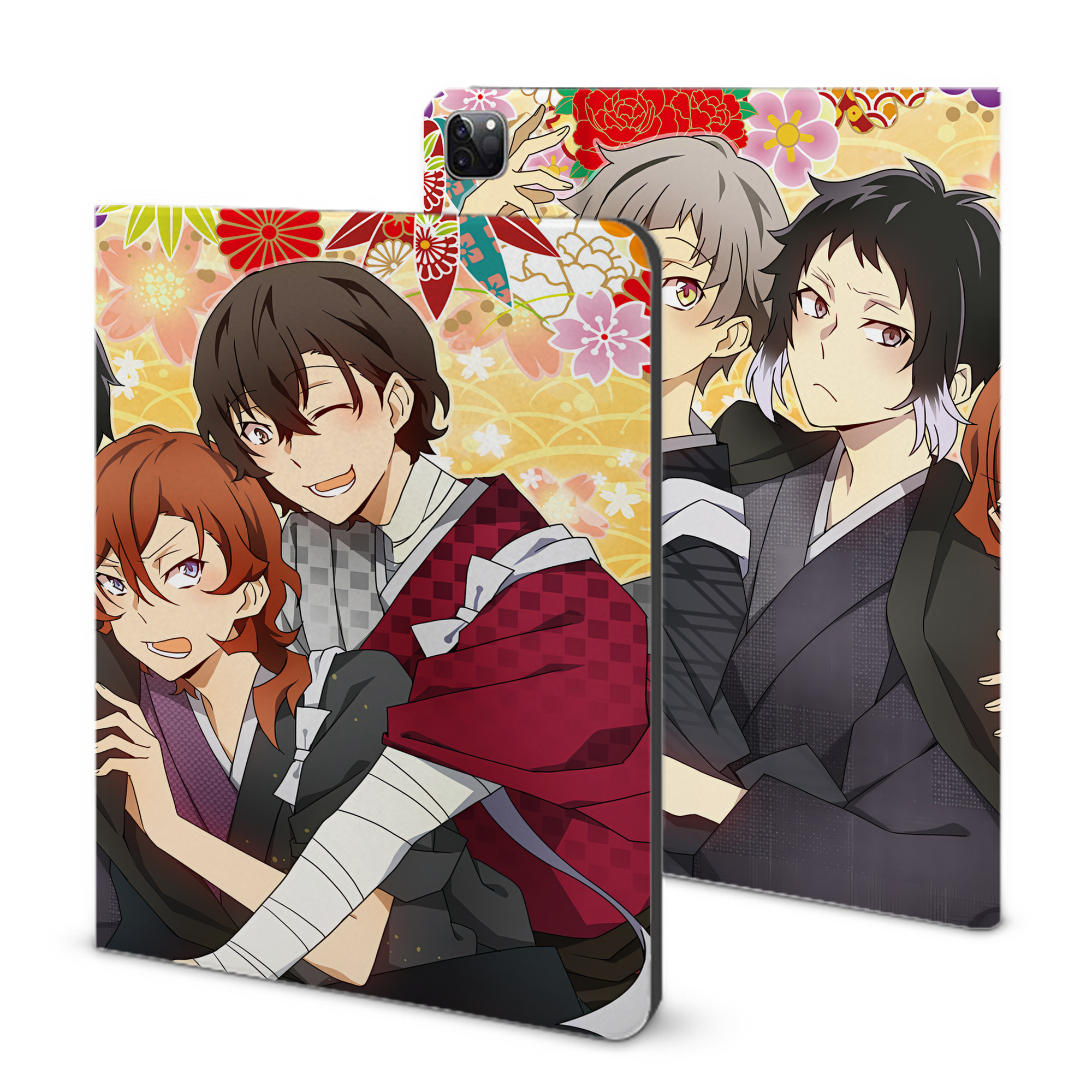 （画像用） 文豪ストレイドッグス Bungo Stray Dogs IPad ケース ブック型 PUレザー TPU 耐衝撃 軽量 薄型 ペン収納なし 全面保護 IPad 各モデル対応